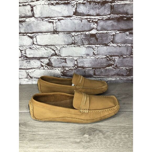 Clarks England Tan Nubuck Leather Slip On Driving Loafers Shoes Men 11M US/44EU - Picture 3 of 16